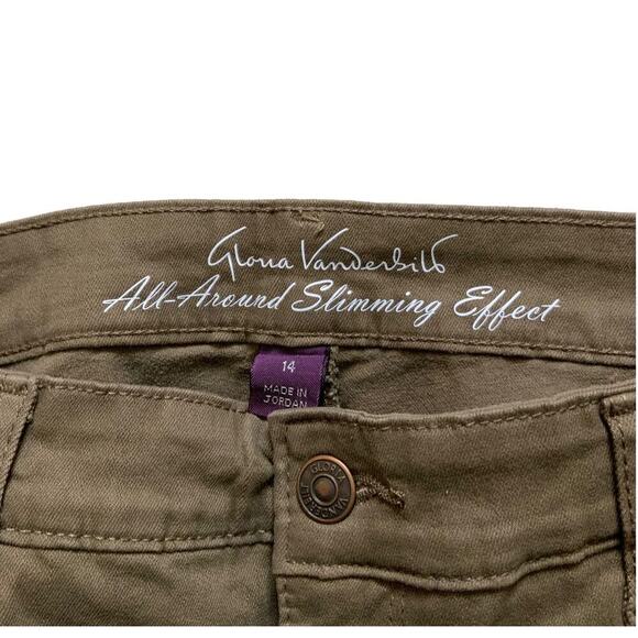 Gloria Vanderbilt Khaki Pants Women 14 Mid Rise Rail Straight Leg Stretch Casual - Picture 7 of 14